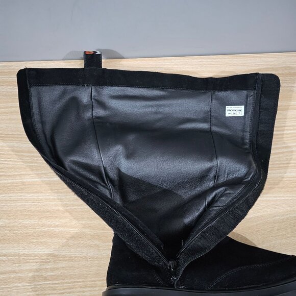 NEW Farm Rio Long Suede Combat Boot Size 7 Black Vegan Leather Platform Boho - Picture 9 of 13